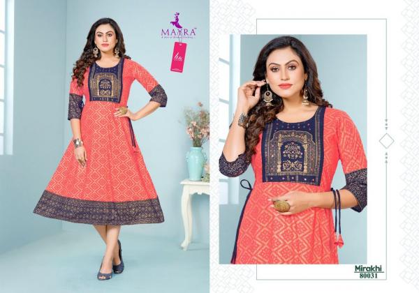 Mayra Mirakhi Rayon Ethnic Wear Anarkali Kurti Collection